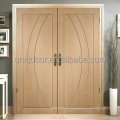 Uniqdoor American white oak veneered flush double door with routered grooves